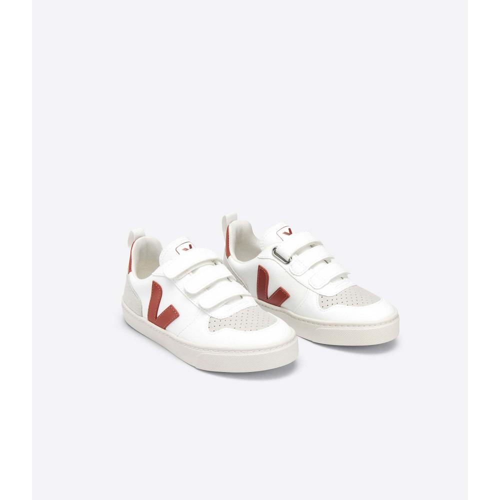 Kids' Veja V-10 CWL Shoes White/Burgundy | ZA 785ILH